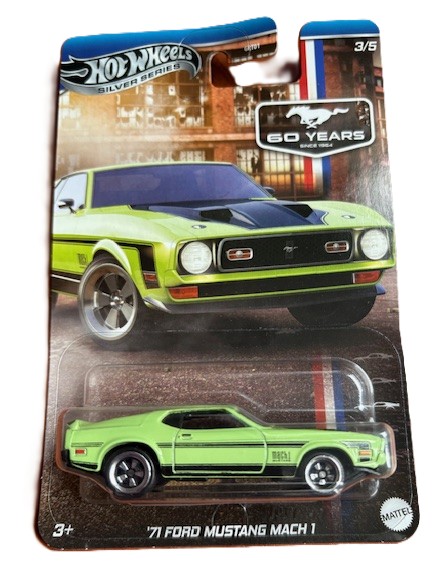 Hotwheels, 60 jaar mustang, 1971 Ford Mustang Mach 1, 1:64, silver series